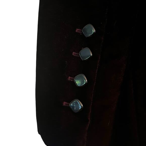 Inas de la Fressange Velvet Blazer Purple Long Line Vintage FLAW Whimsy Goth - Picture 4 of 12